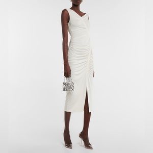 Self-Portrait Ruched Off The Shoulder Midi Dress